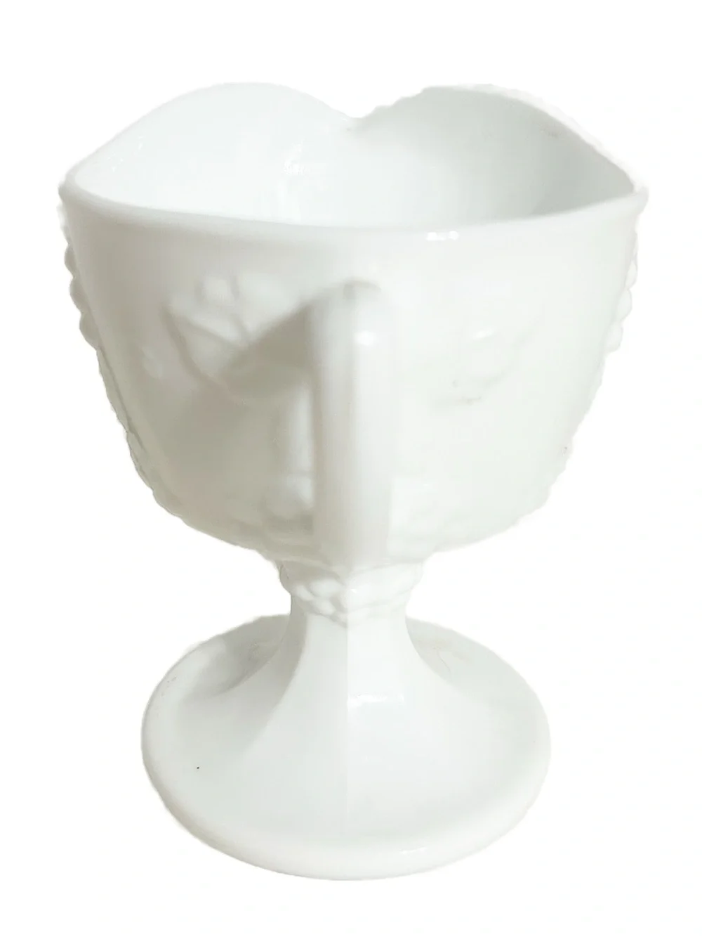 Vintage White Milk Glass Creamer Pitcher Embossed Grape Vine Pattern Serving
